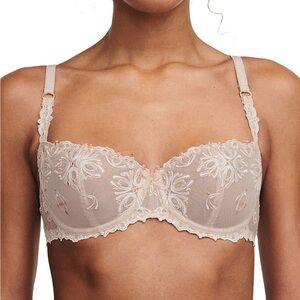 NWT Chantelle Champs Elysees Lace Unlined Demi Bra Nude Cappuccino 36DDD 36F